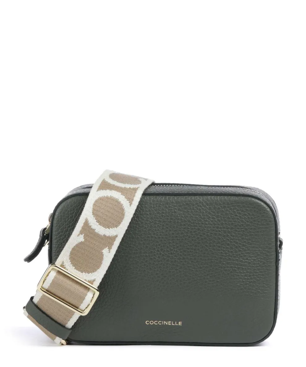 Tebe Crossbody bag grained leather dark green