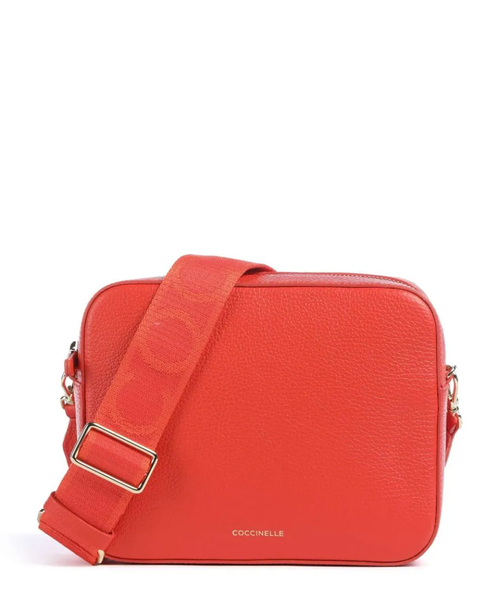 Tebe Crossbody bag grained leather orange