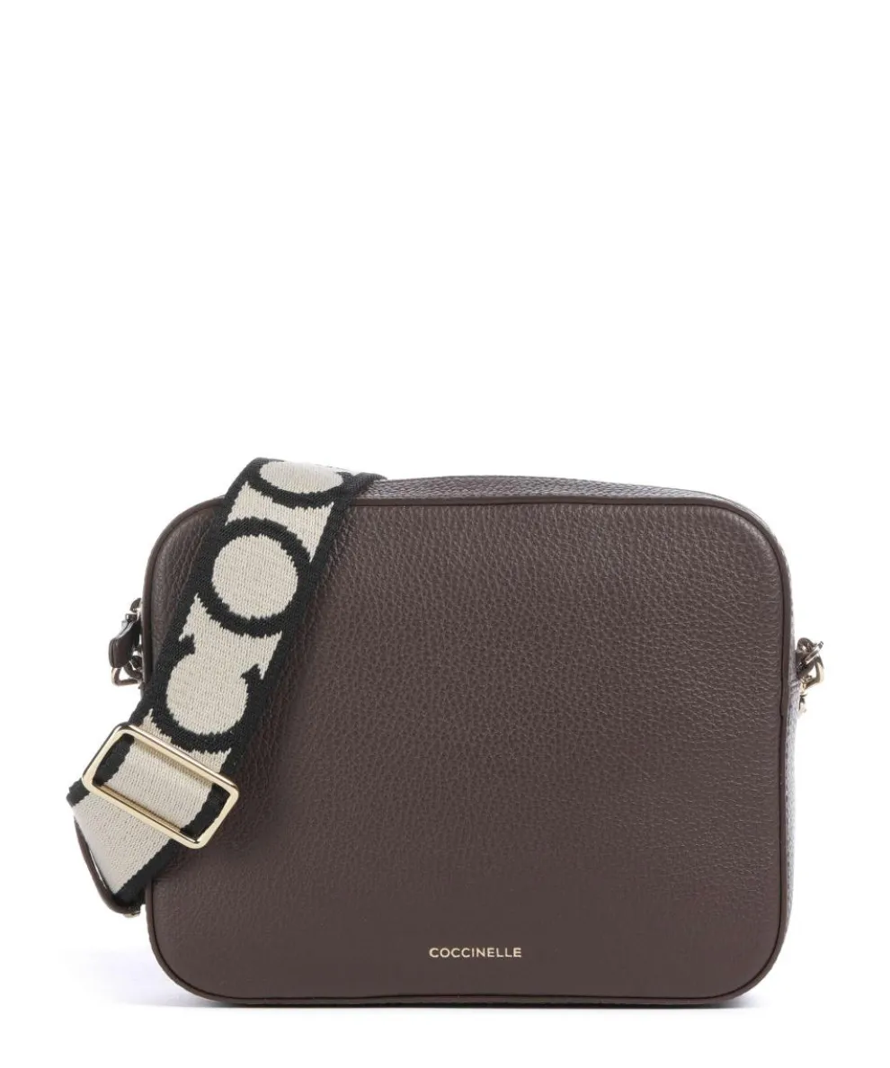 Tebe Crossbody bag grained leather dark brown