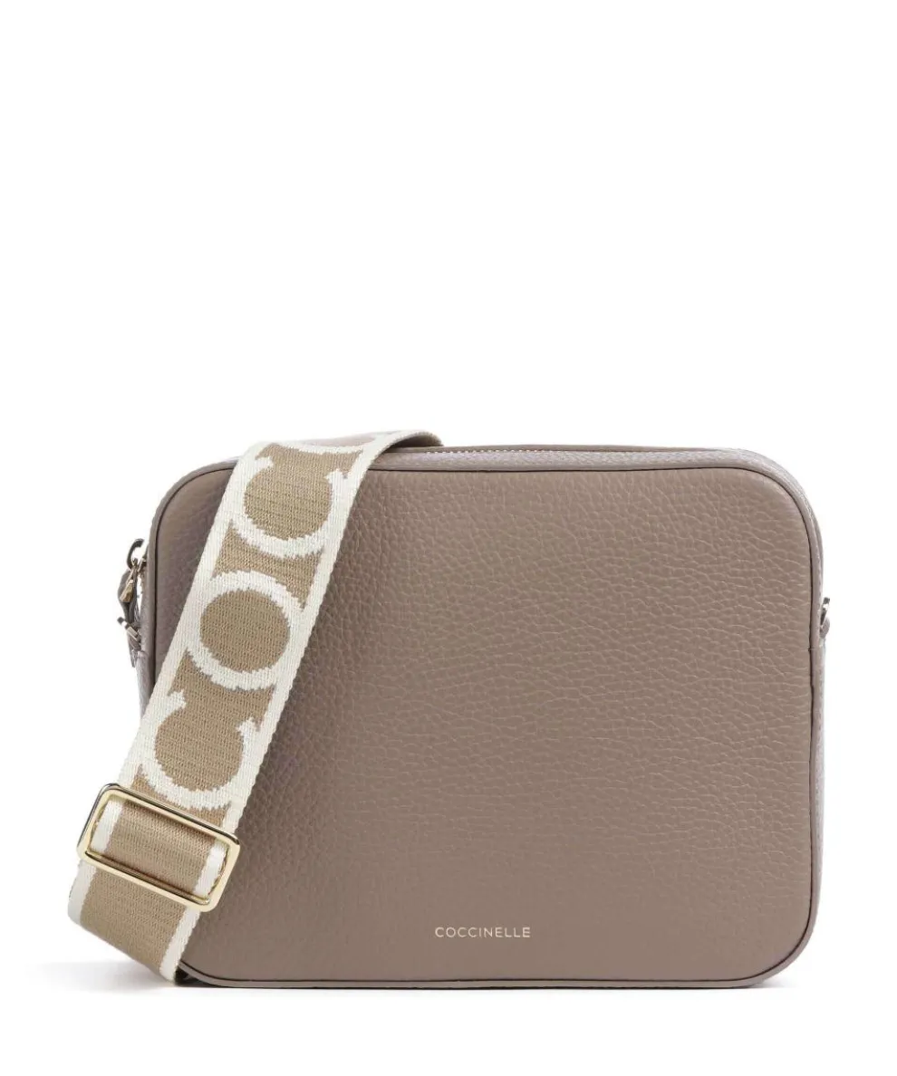 Tebe Crossbody bag grained leather taupe