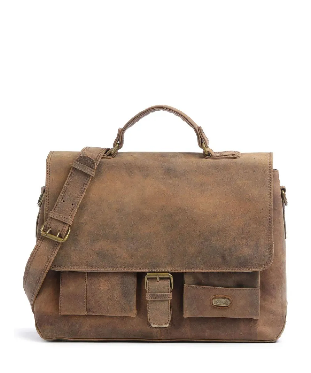 Antic Briefcase 15″ brushed leather light brown