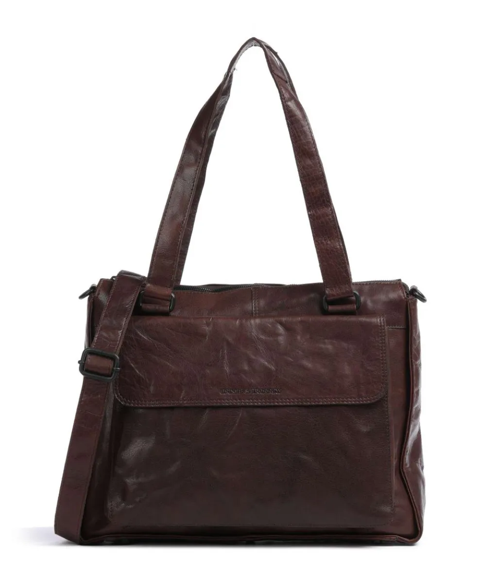 Bronco Ceciley Laptop bag 15″ grained leather dark brown