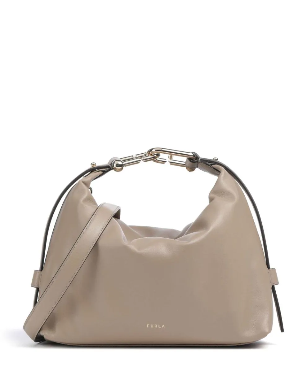Tonie M Hobo bag fine grain leather beige