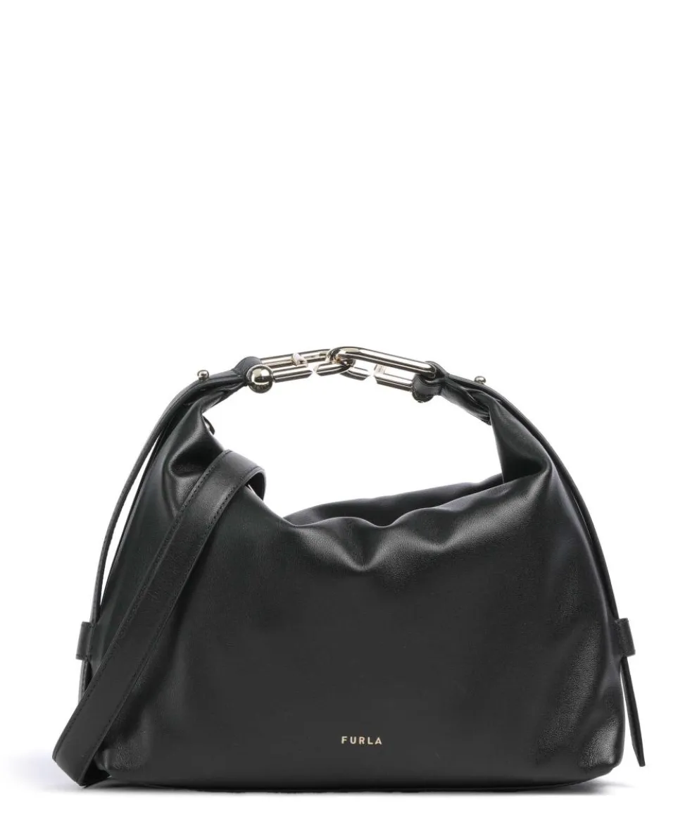 Tonie M Hobo bag fine grain leather black