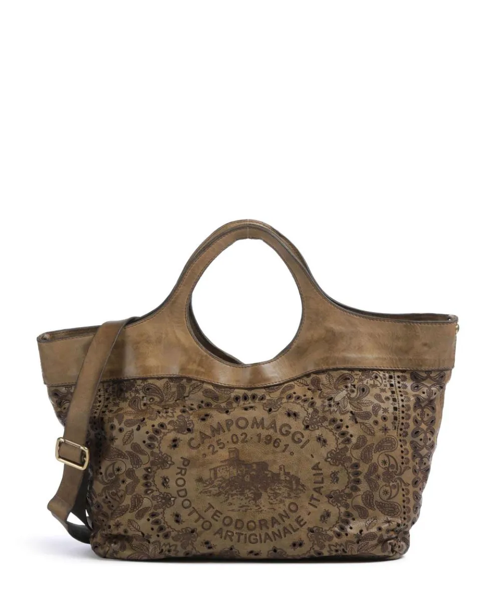 Tote bag fine grain cow leather olive-green