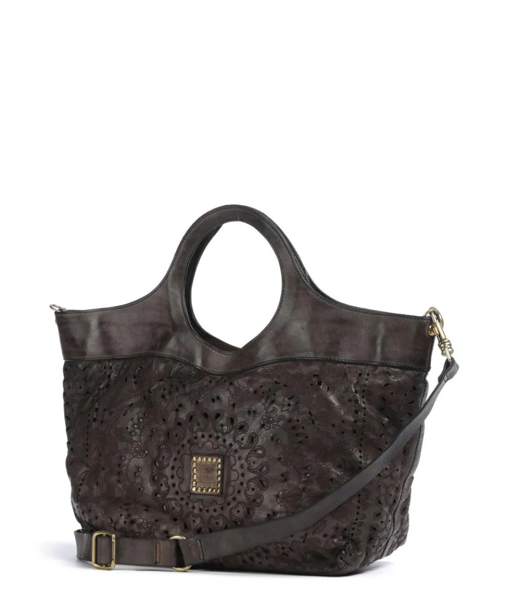 Tote bag fine grain cow leather dark grey
