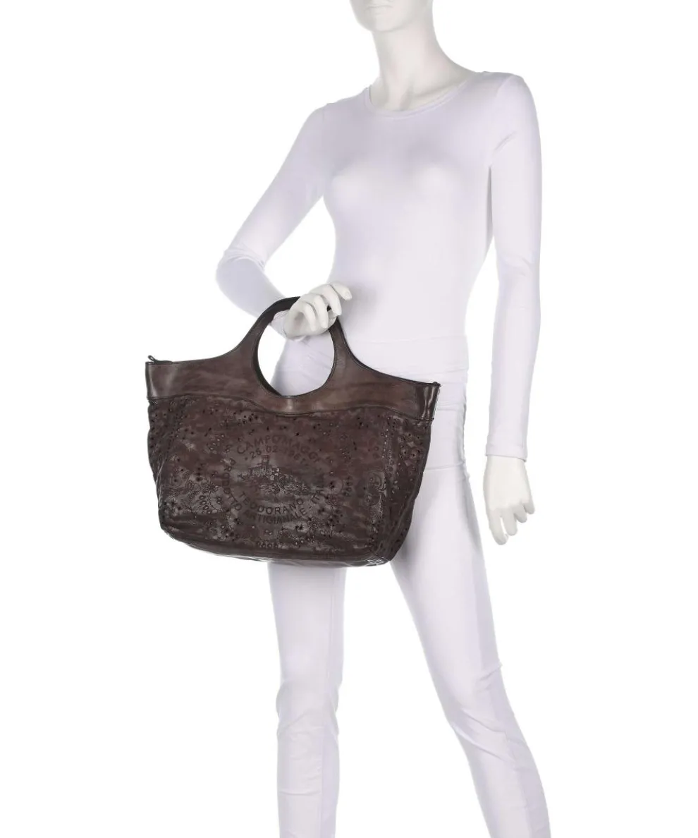 Tote bag fine grain cow leather dark grey