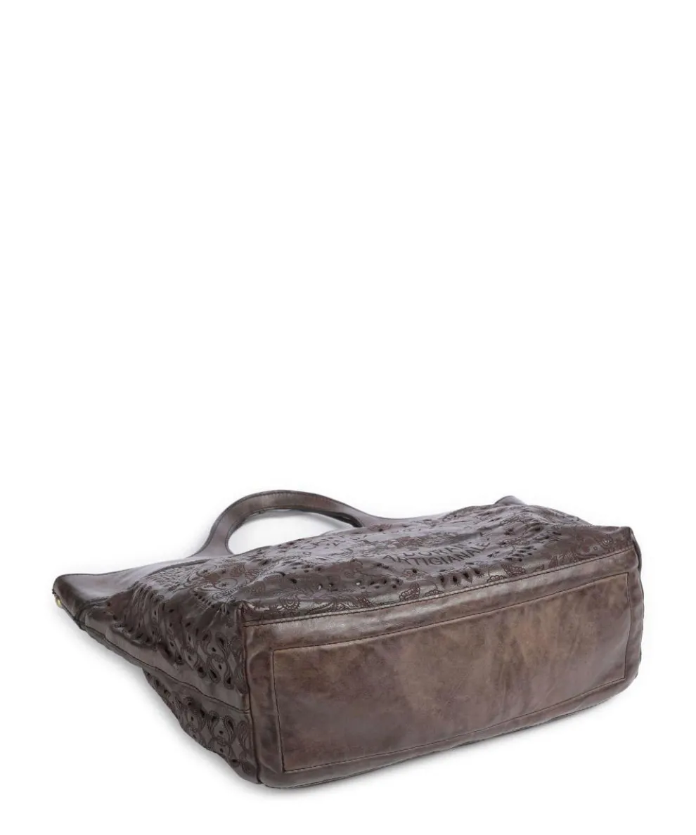 Tote bag fine grain cow leather dark grey