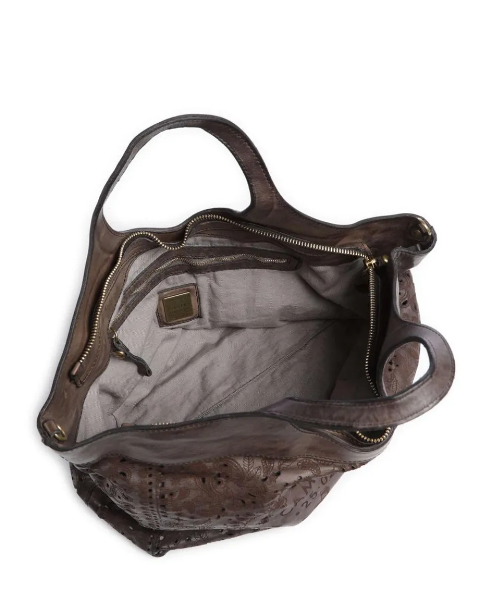 Tote bag fine grain cow leather dark grey