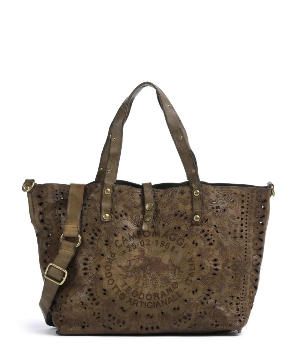 Tote bag fine grain cow leather olive-green