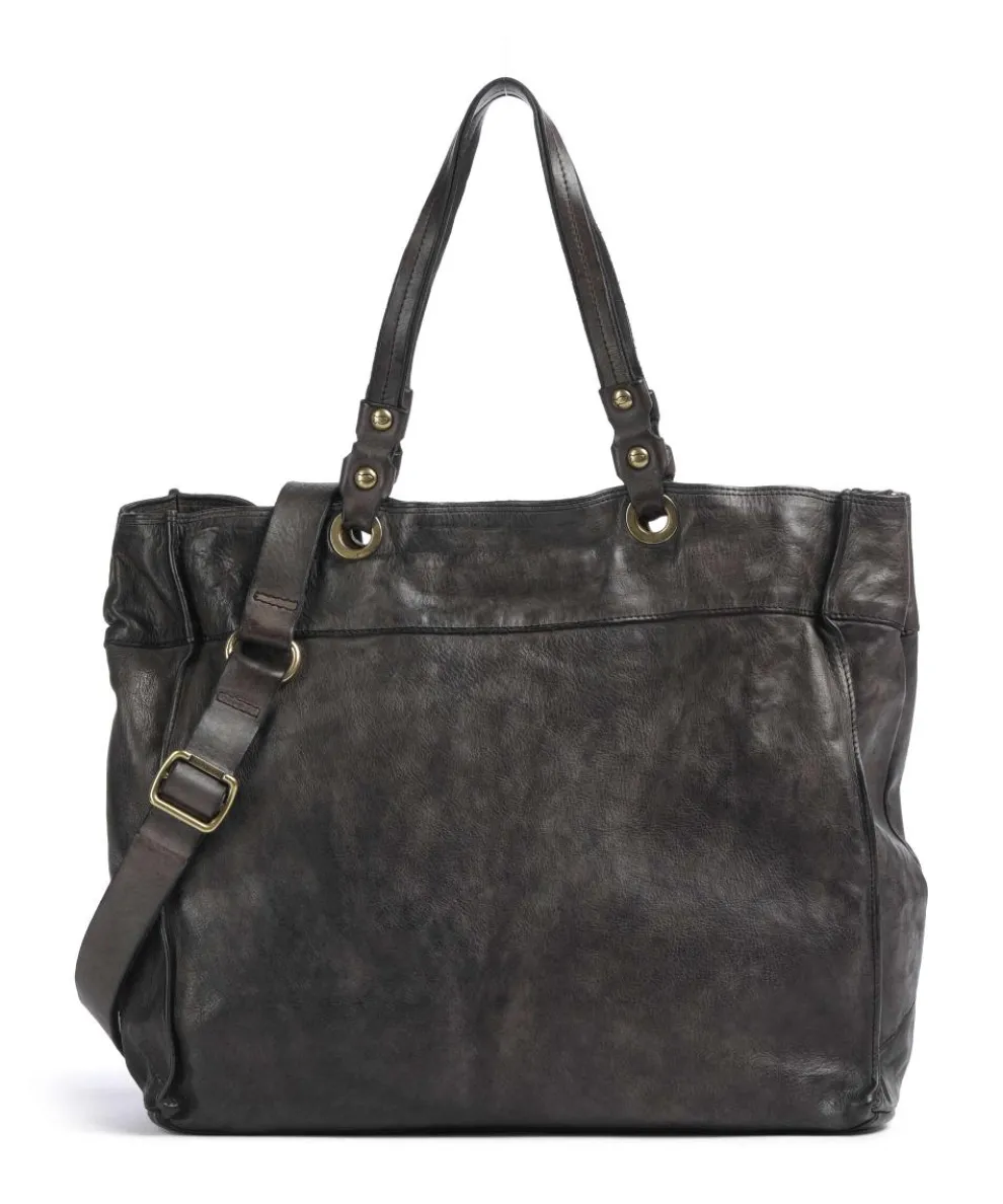 Tote bag fine grain cow leather dark brown