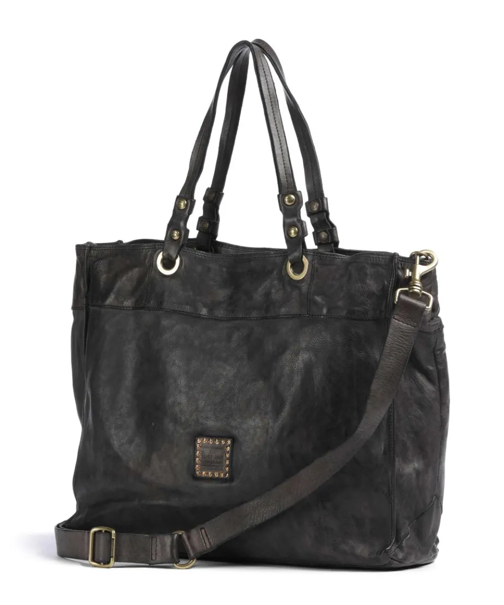Tote bag fine grain cow leather dark brown