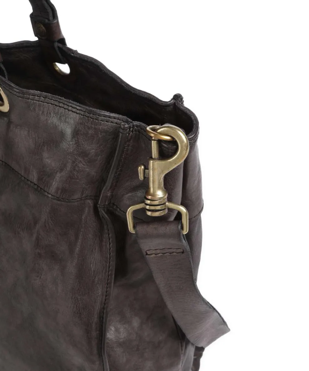 Tote bag fine grain cow leather dark brown