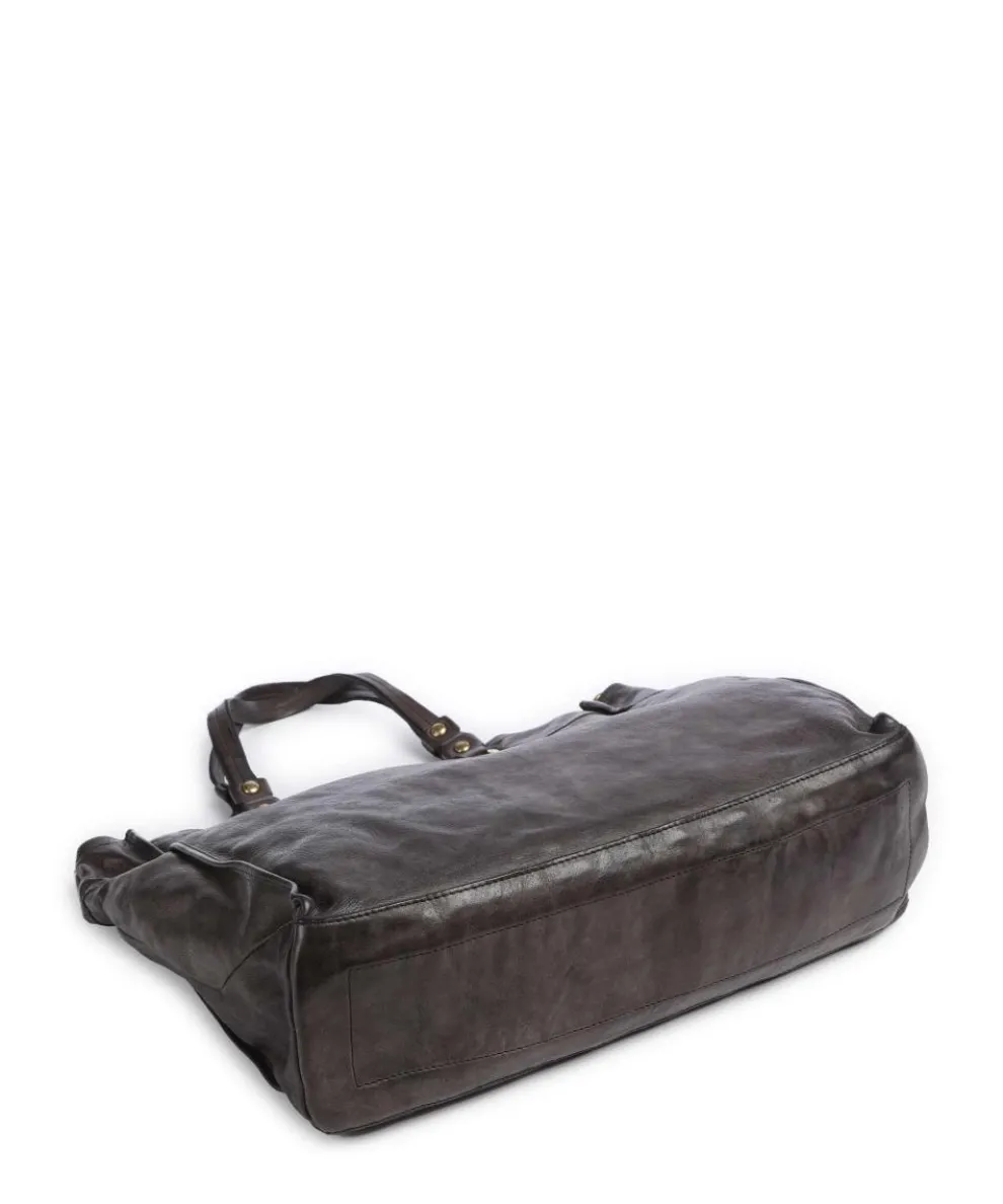 Tote bag fine grain cow leather dark brown