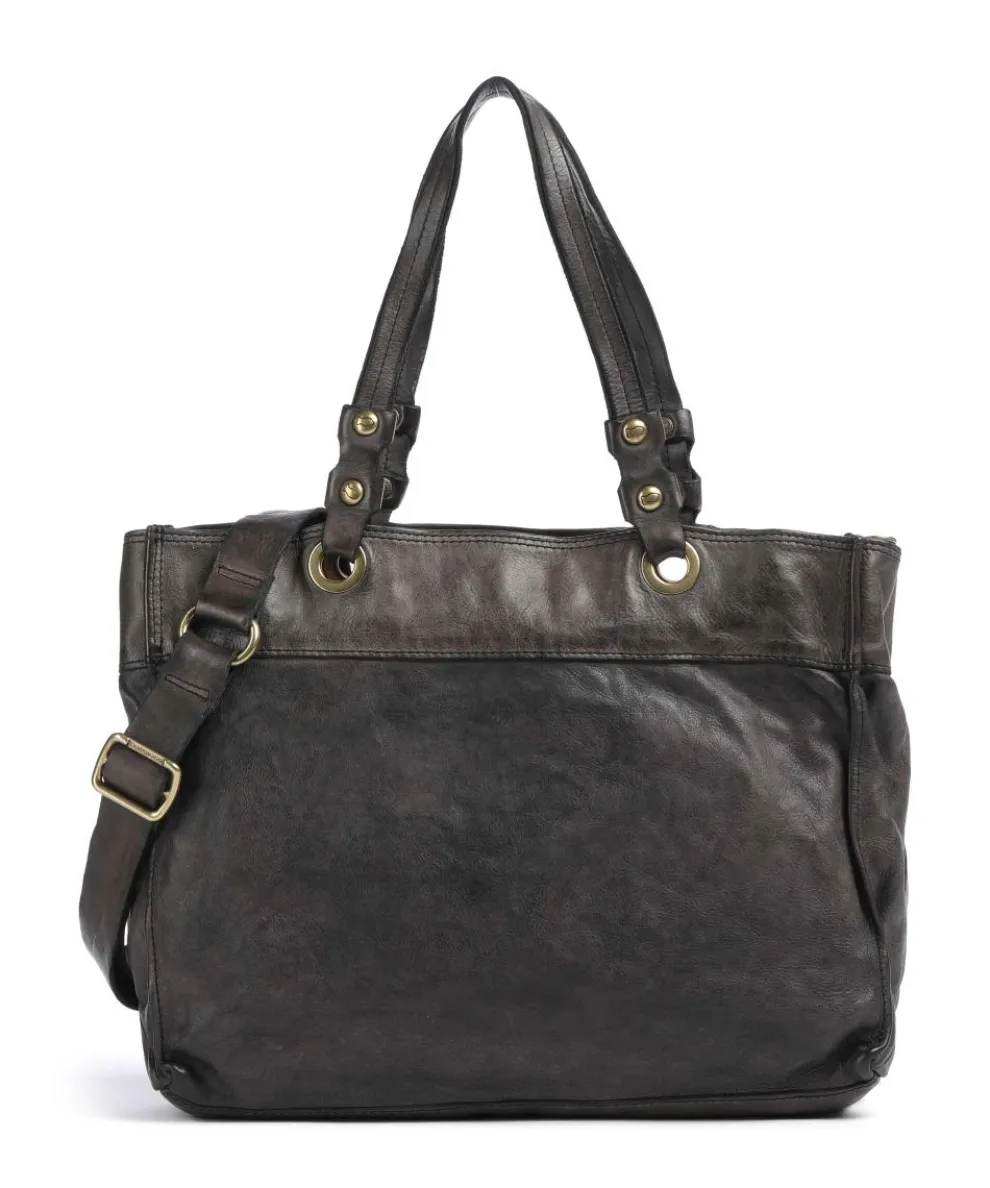 Tote bag fine grain cow leather dark grey