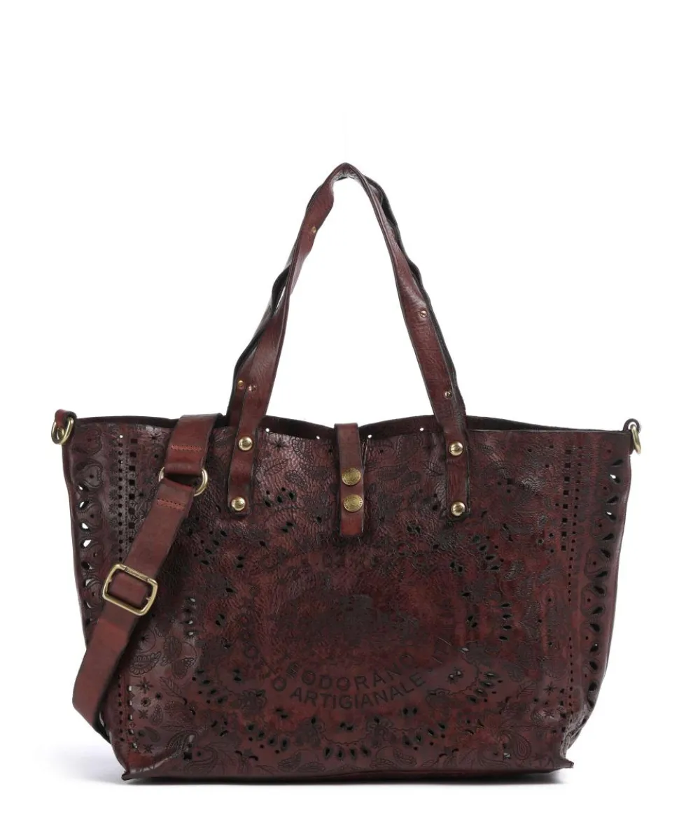 Tote bag fine grain cow leather dark red