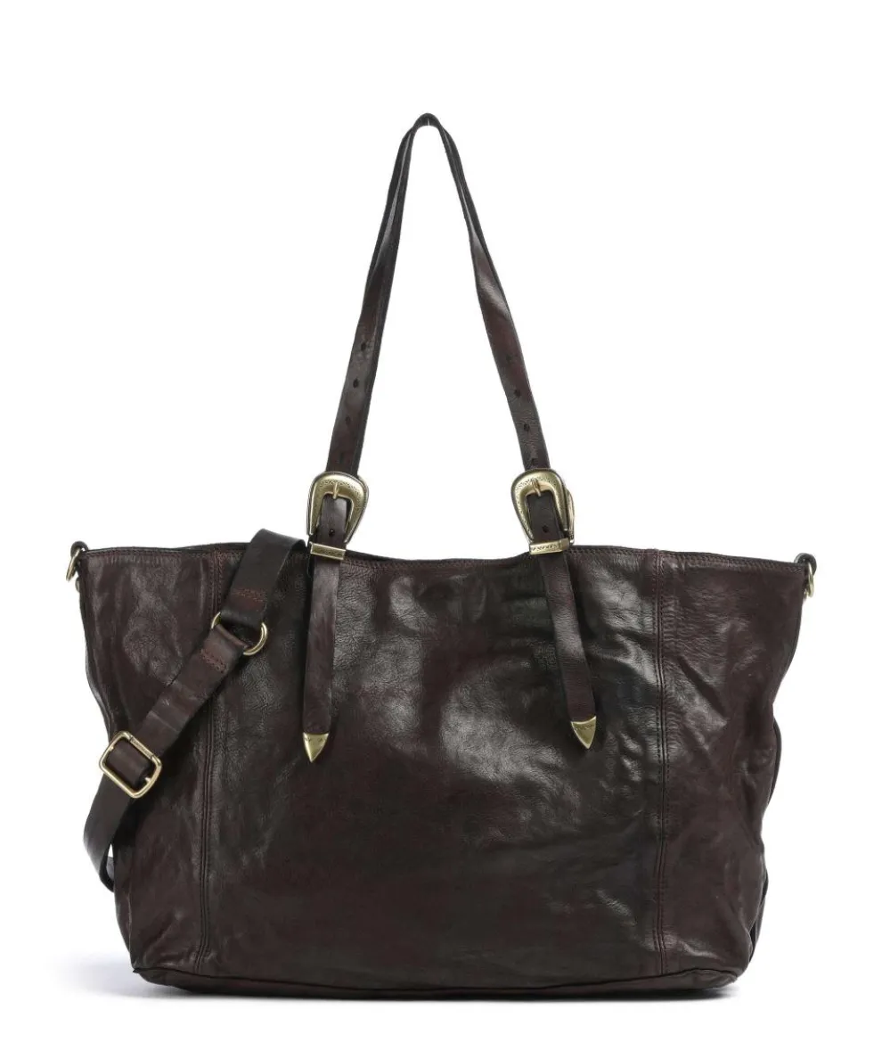 Tote bag fine grain cow leather dark brown