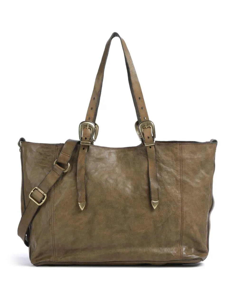 Tote bag fine grain cow leather olive-green