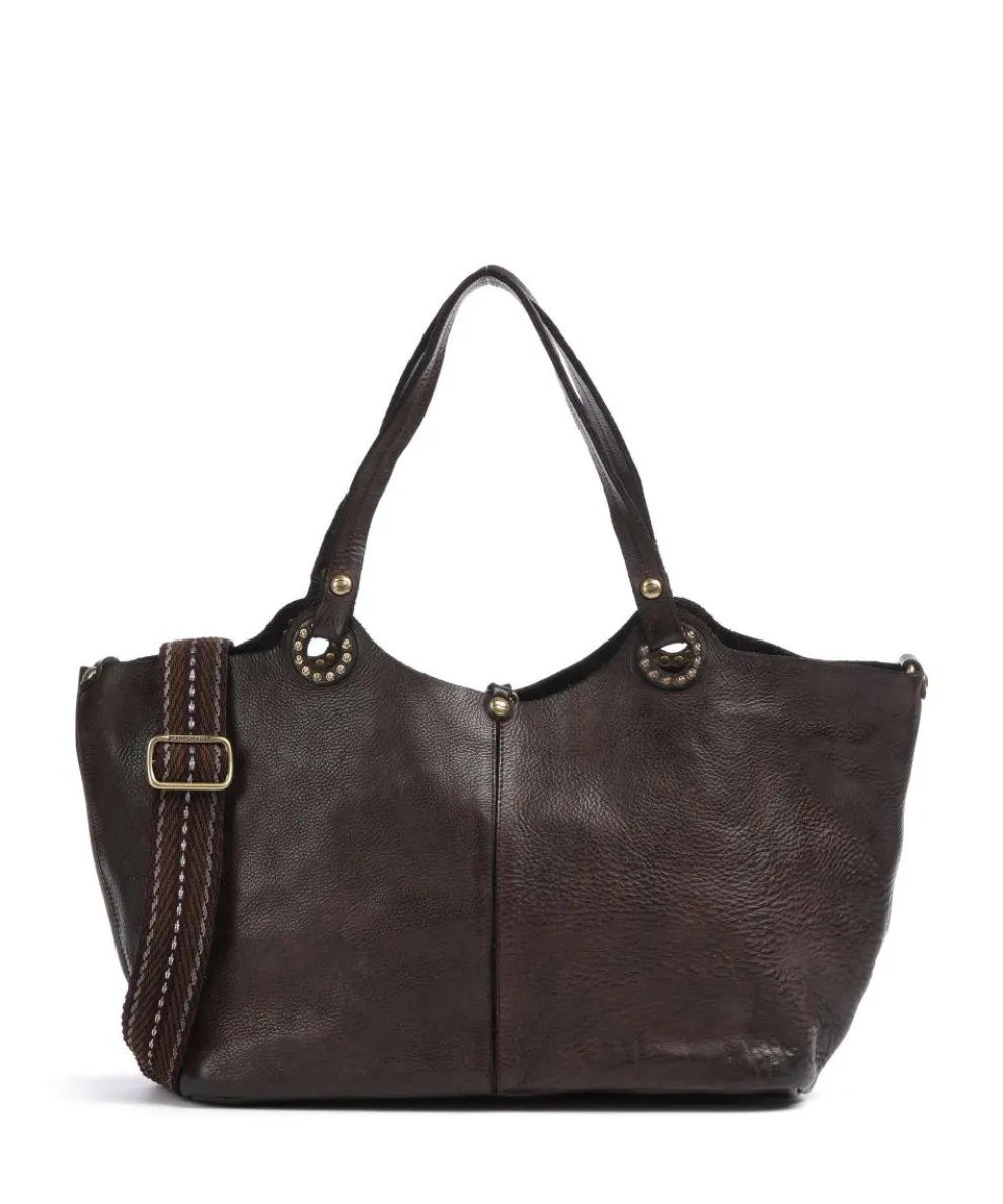 Tote bag grained cow leather dark brown