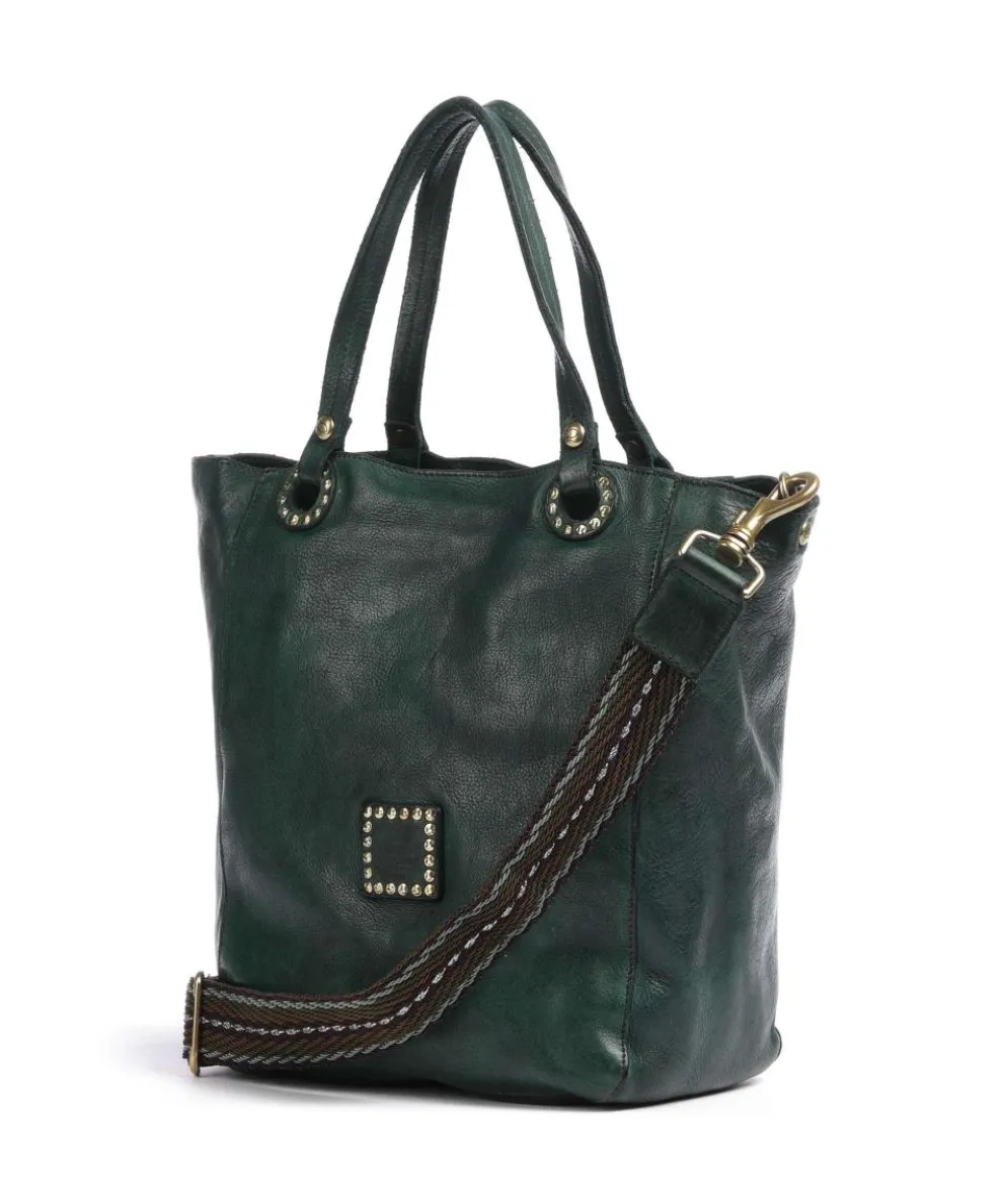 Tote bag grained cow leather dark green