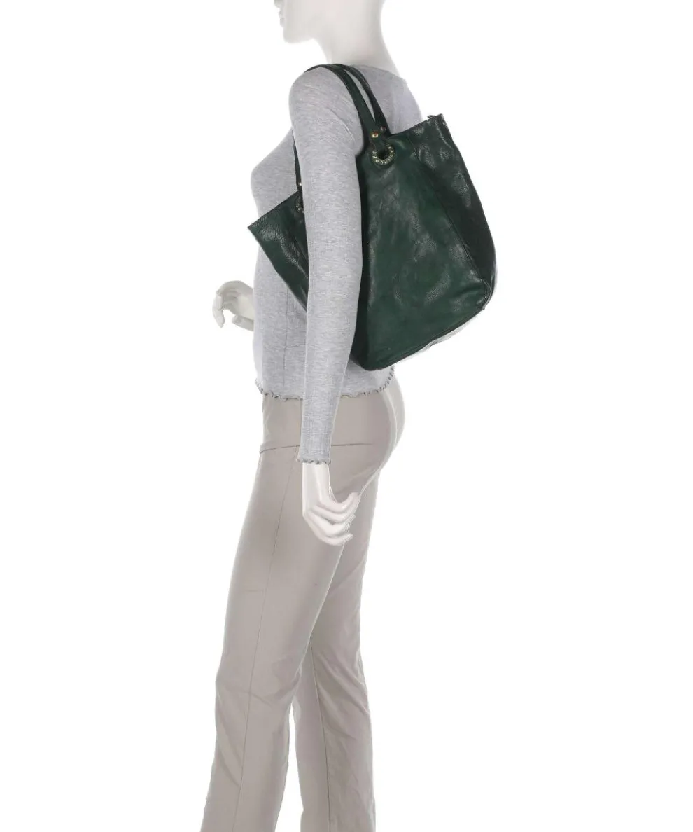 Tote bag grained cow leather dark green
