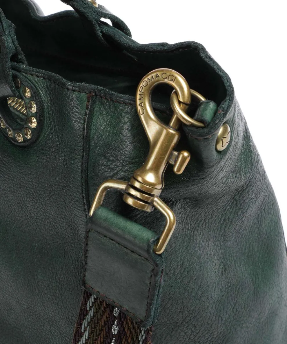 Tote bag grained cow leather dark green