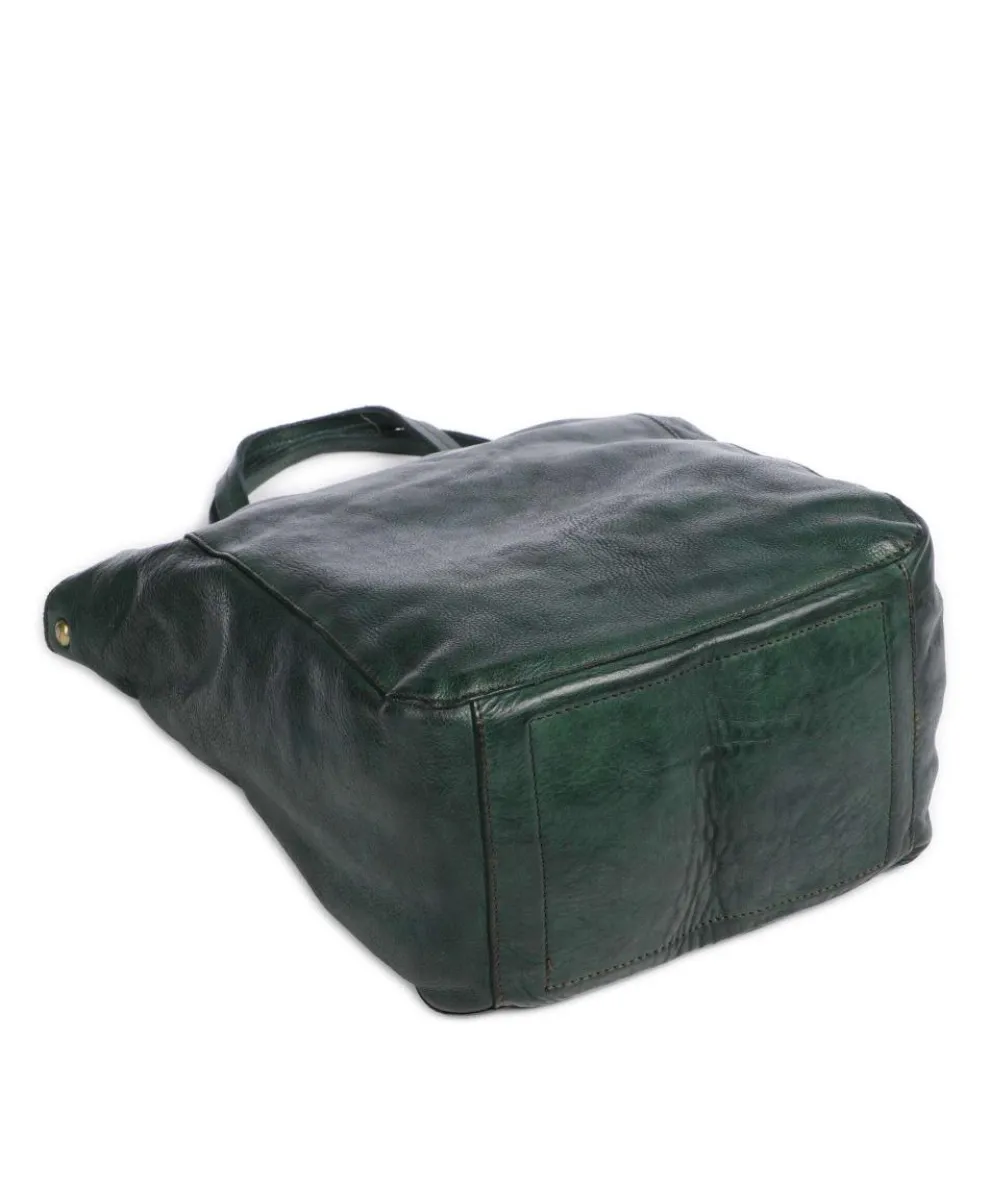Tote bag grained cow leather dark green