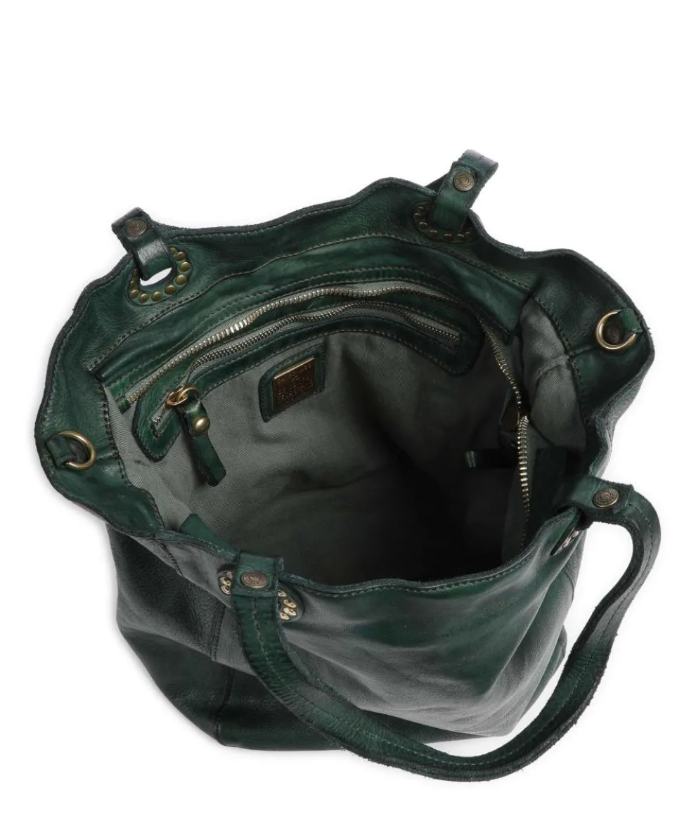 Tote bag grained cow leather dark green