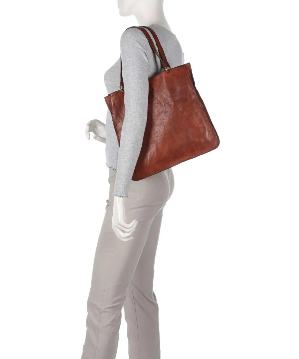 Tote bag grained cow leather brown