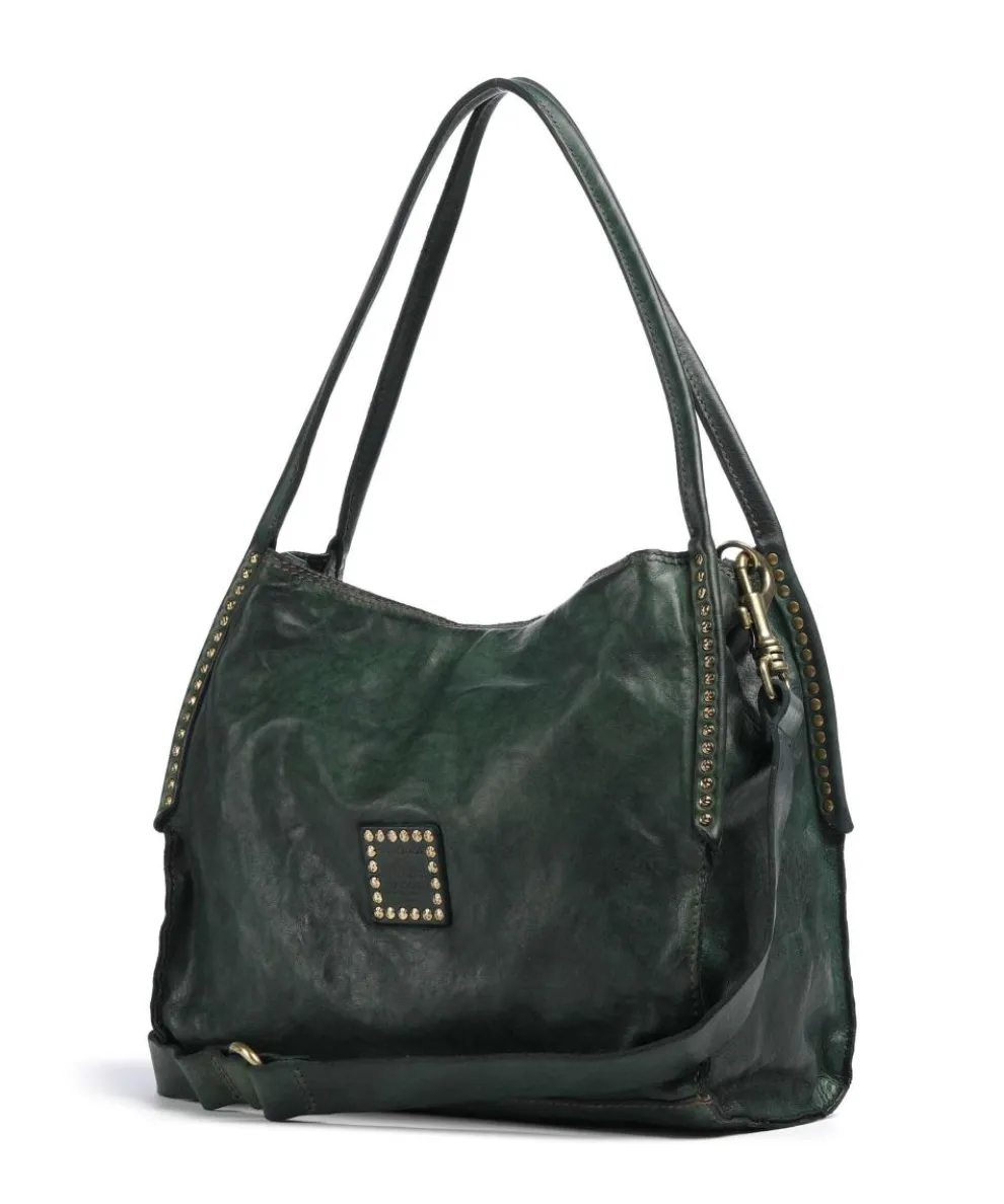 Hobo bag fine grain cow leather dark green