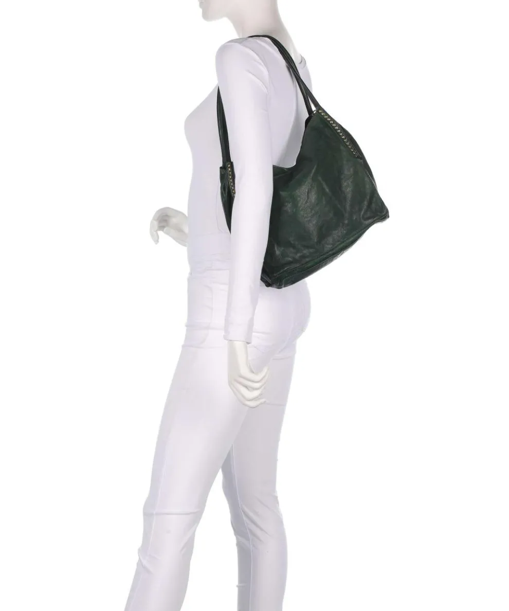 Hobo bag fine grain cow leather dark green