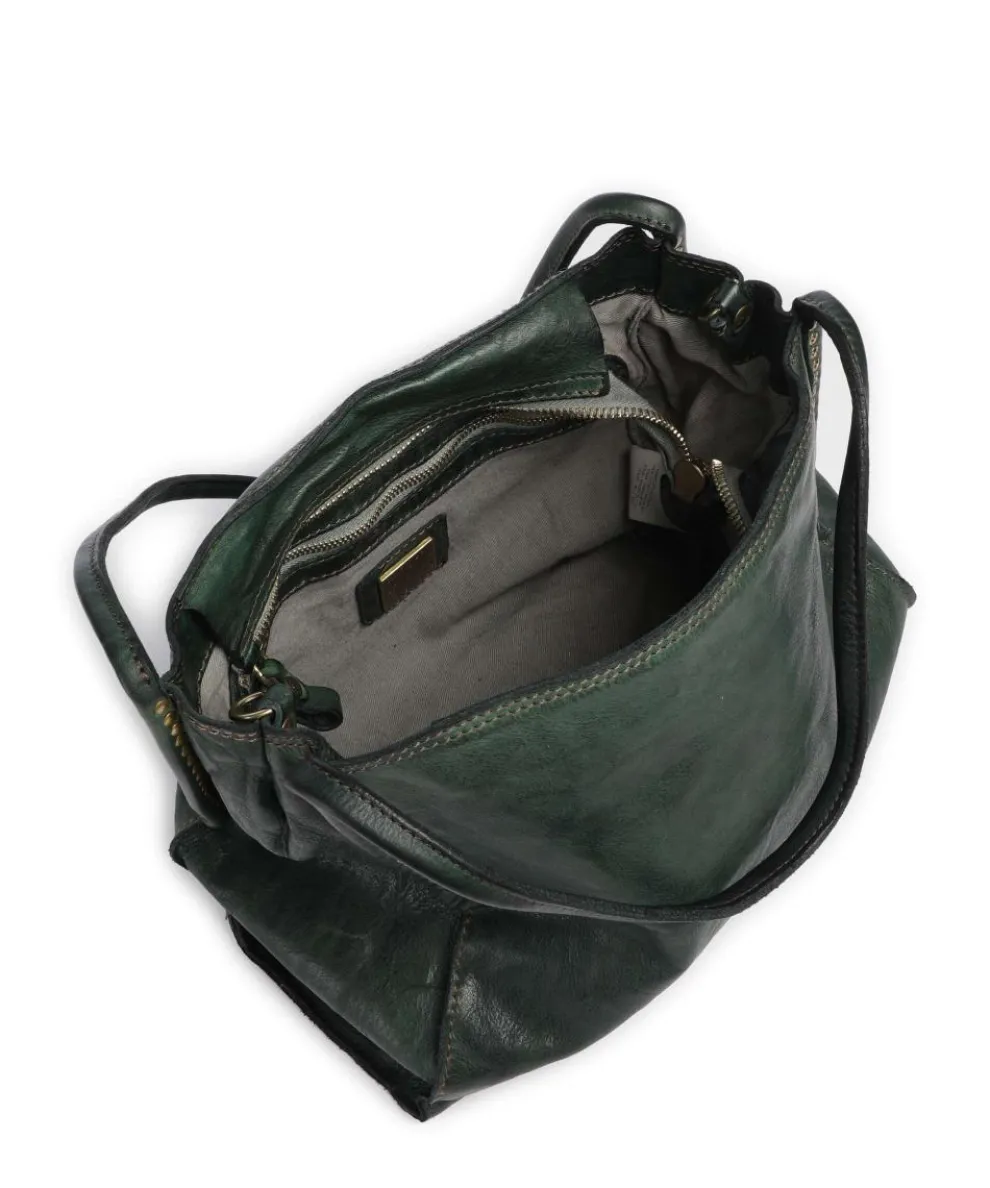 Hobo bag fine grain cow leather dark green