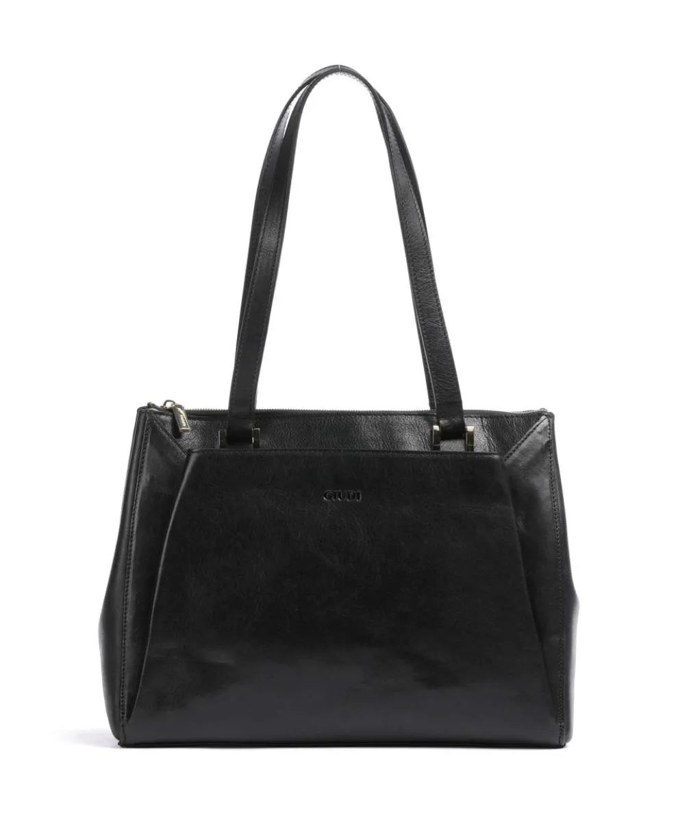 Crown Tote bag fine grain cow leather black