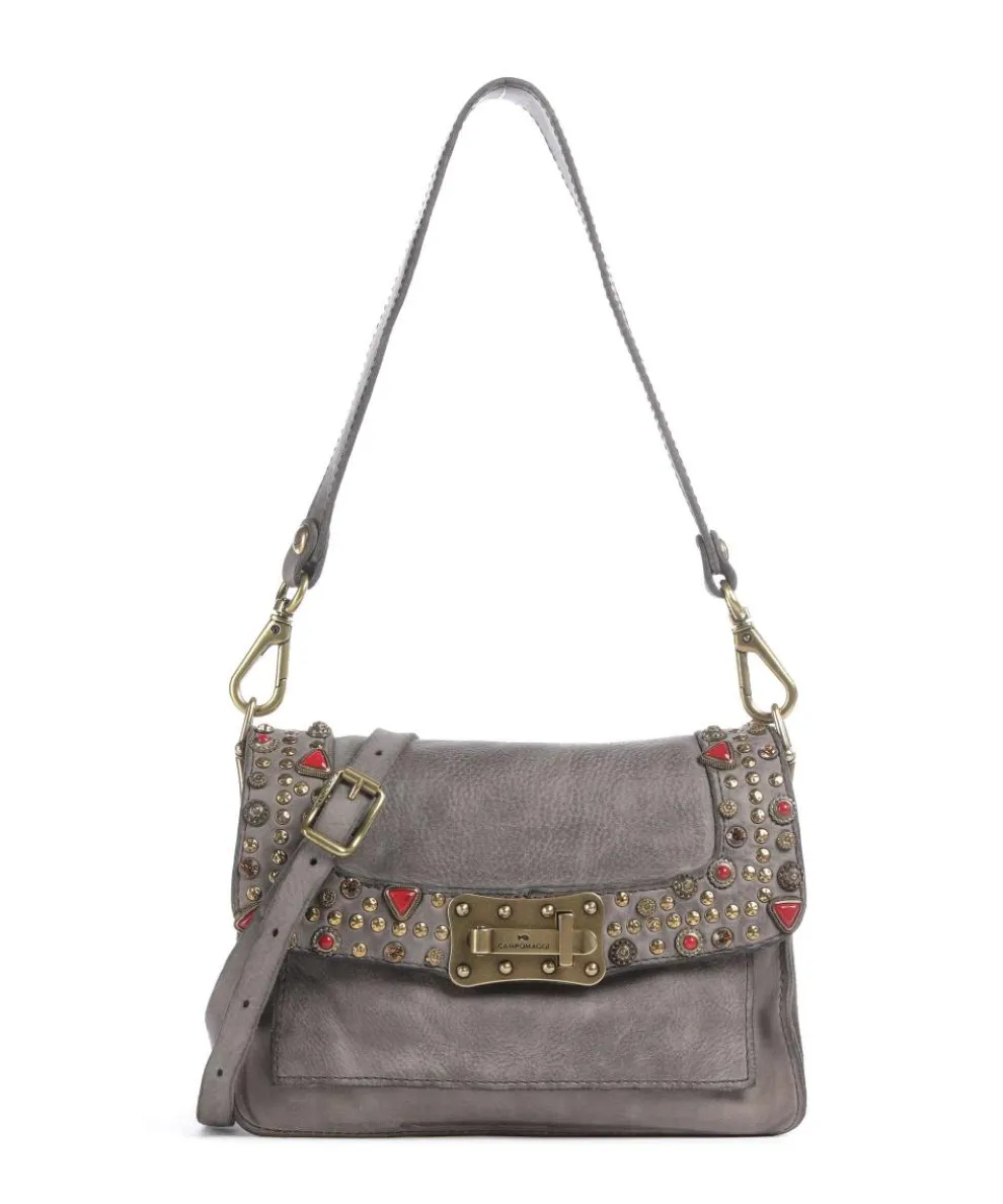 Shoulder bag fine grain cow leather grey