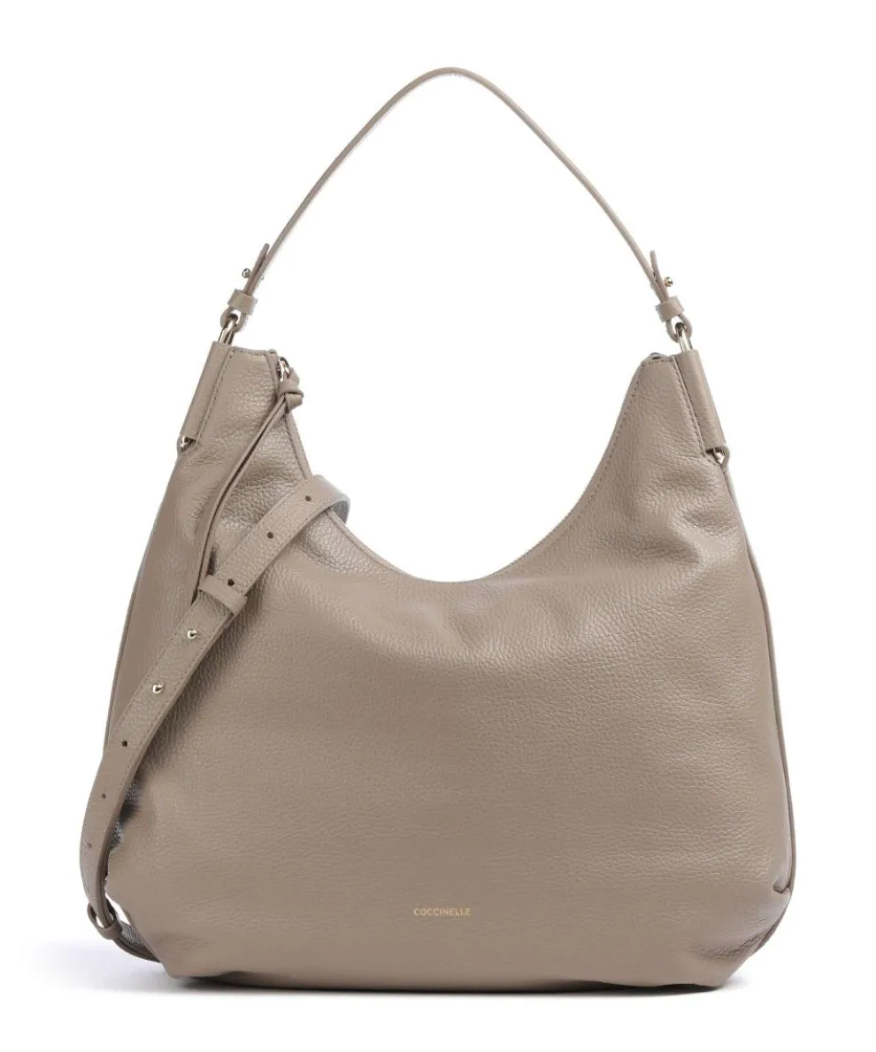 Rebekka Hobo bag grained cow leather taupe