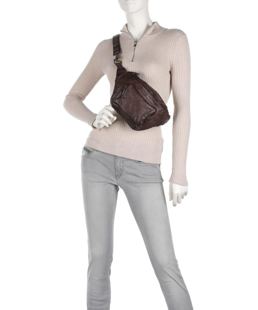 Power Field Fanny pack sheepskin leather dark brown