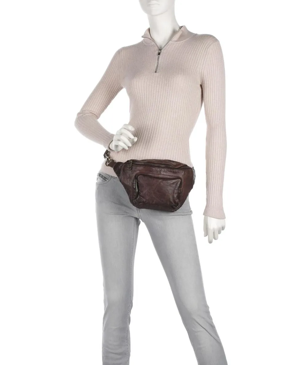 Power Field Fanny pack sheepskin leather dark brown