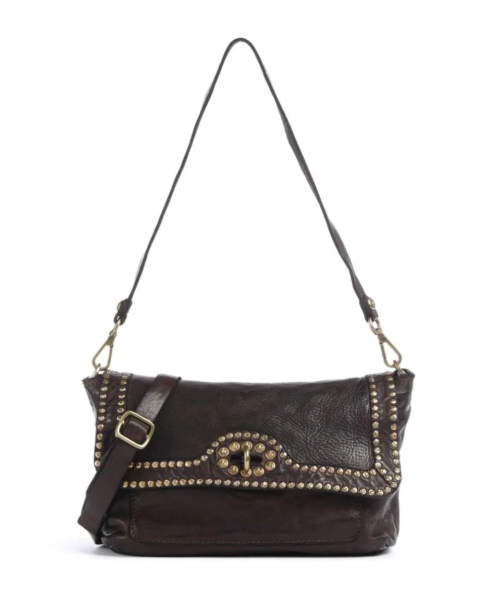 Shoulder bag fine grain cow leather dark brown
