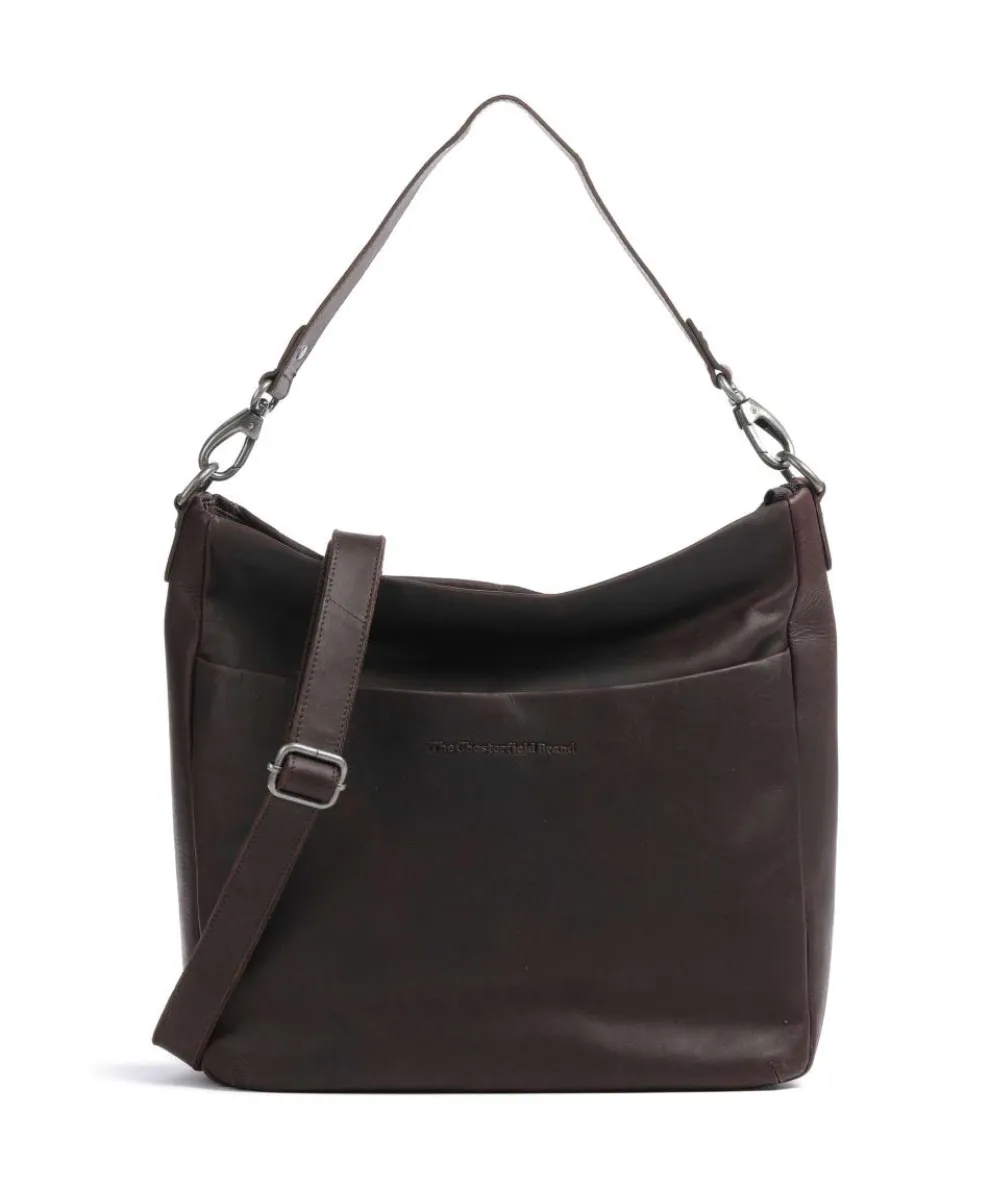 Cow Wax Pull Up Regina Hobo bag fine grain leather dark brown
