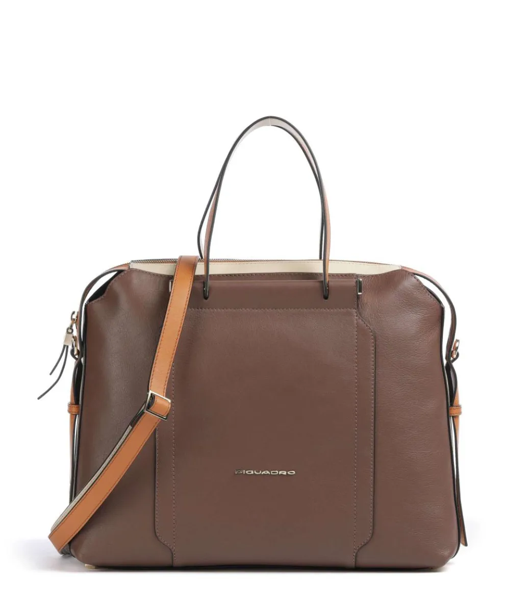 Circle Briefcase 14″ grained leather brown/beige