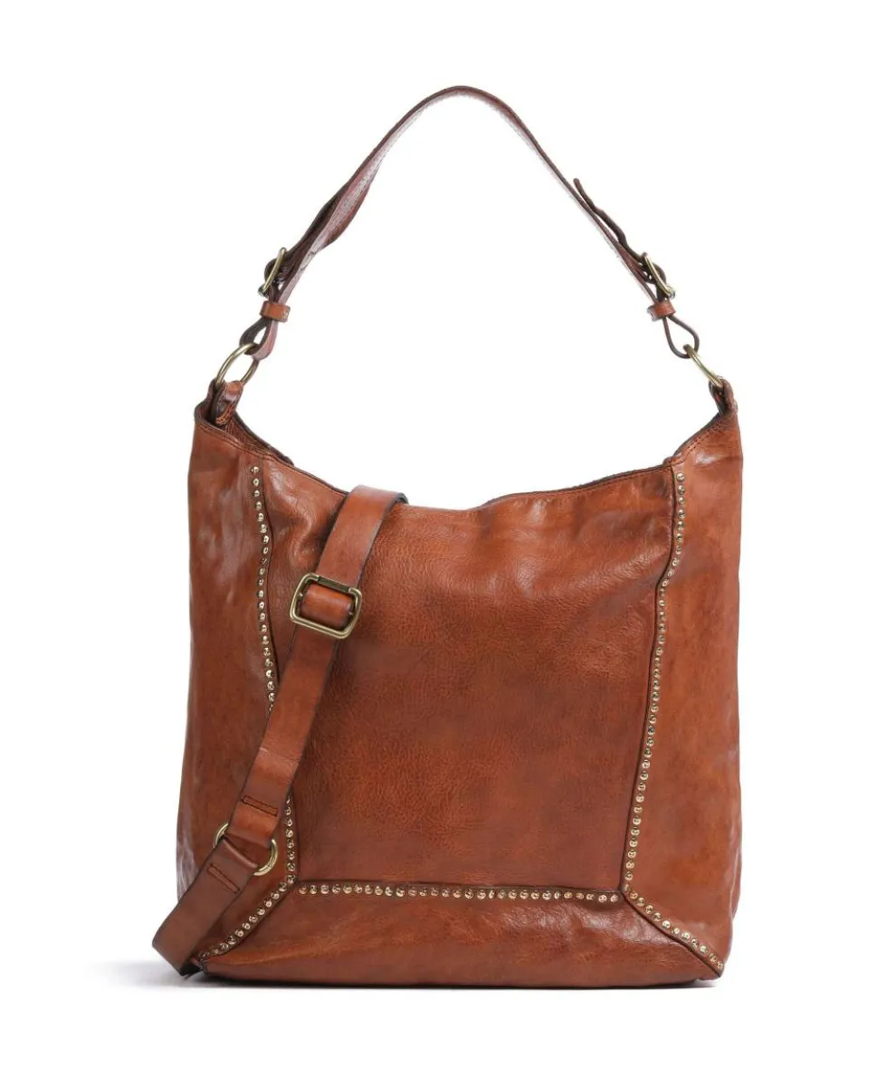 Hobo bag grained cow leather brown