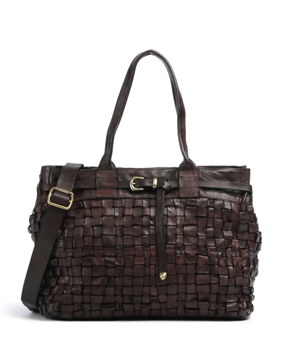 Handbag fine grain cow leather dark brown