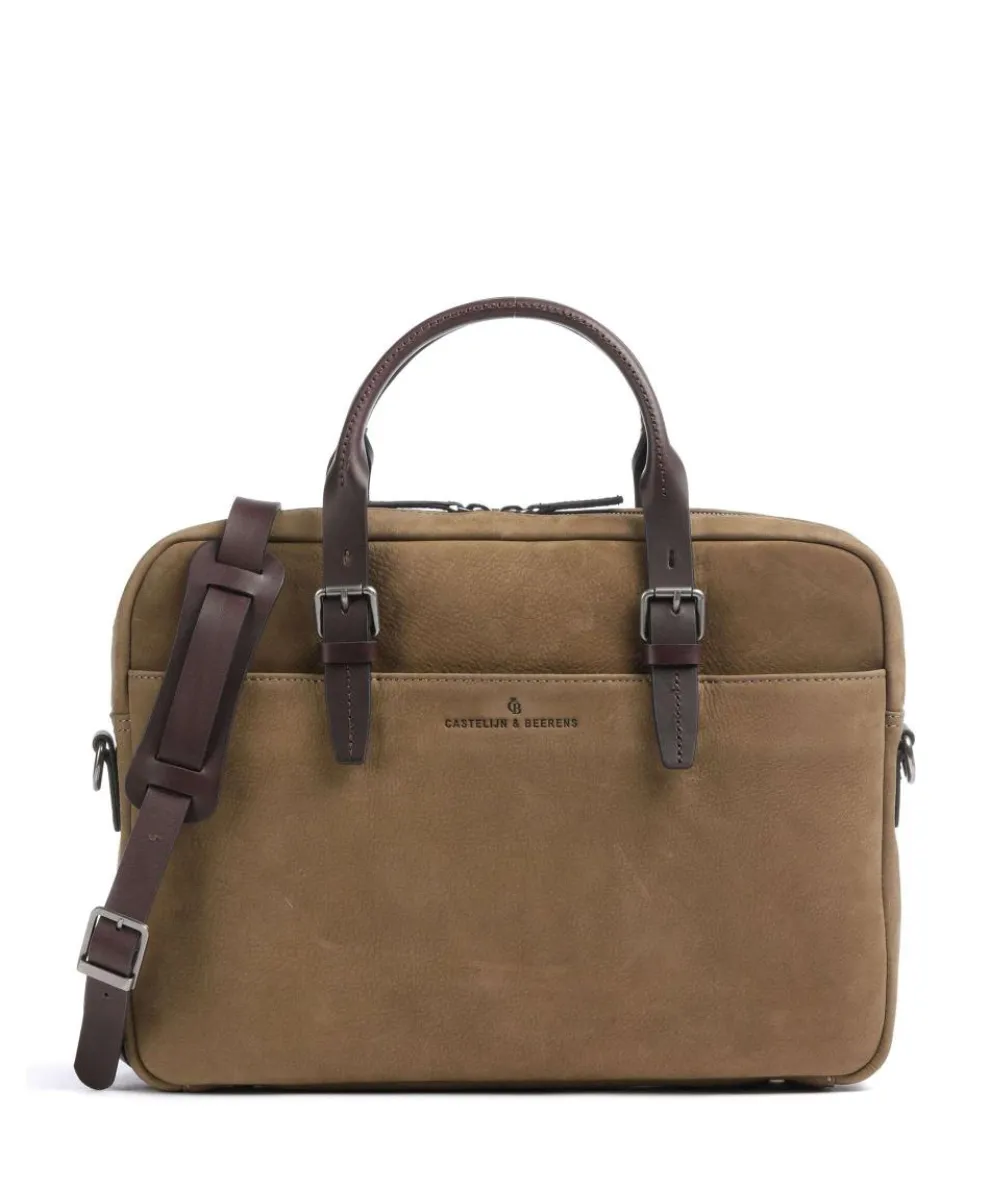 Veneto RFID Briefcase 15″ brushed cow leather taupe