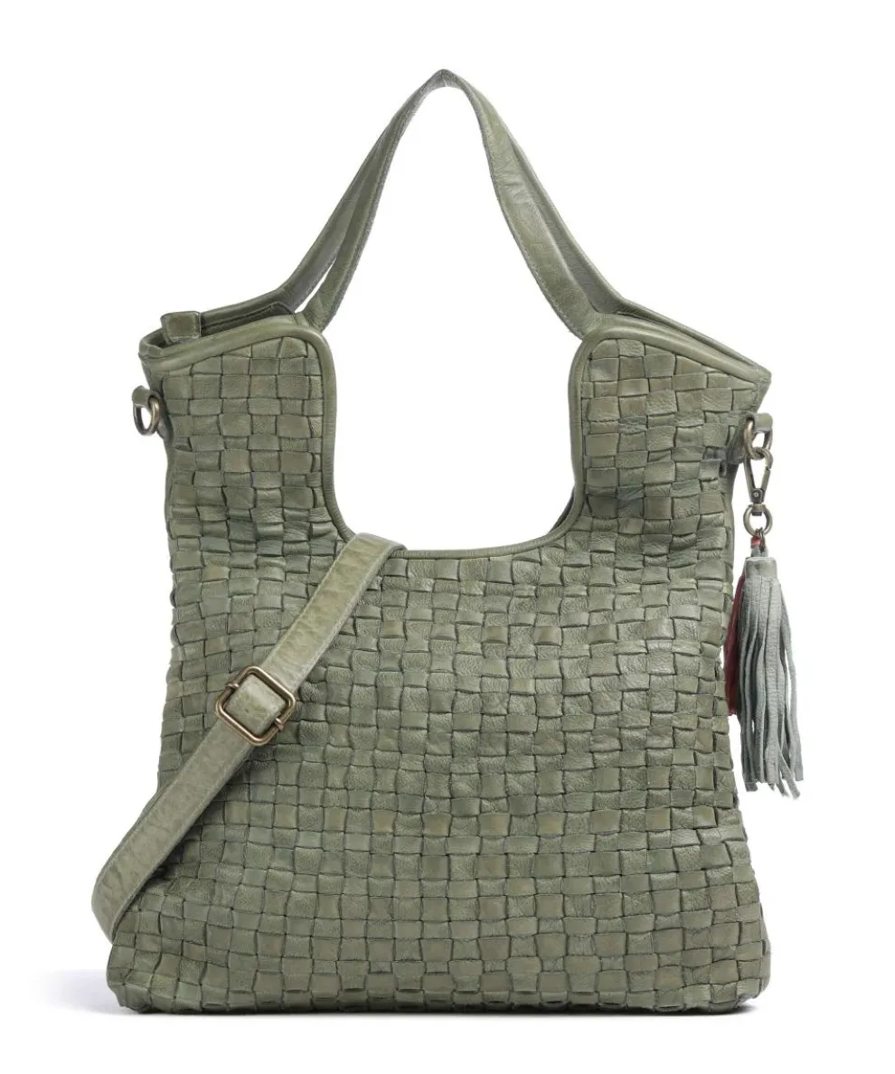 Venusweg 3 Tote bag grained leather green
