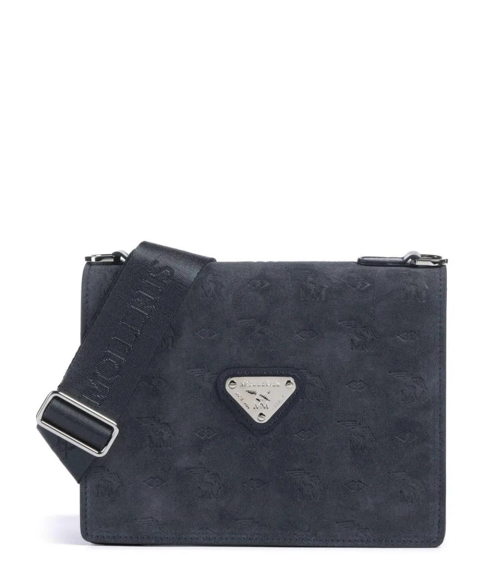 Vinour Vinerus Melide Crossbody bag canvas, smooth calfskin, brushed calfskin dark blue