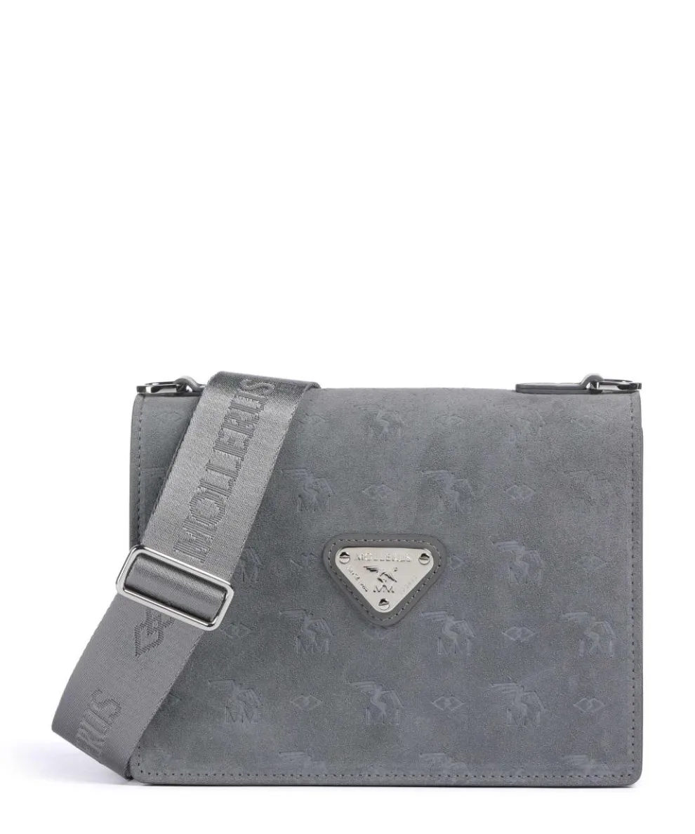 Vinour Vinerus Melide Crossbody bag canvas, smooth calfskin, brushed calfskin grey