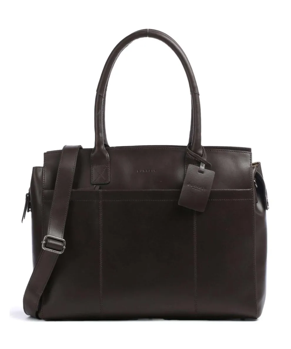 Vintage Doris Tote bag 15″ fine grain leather dark brown