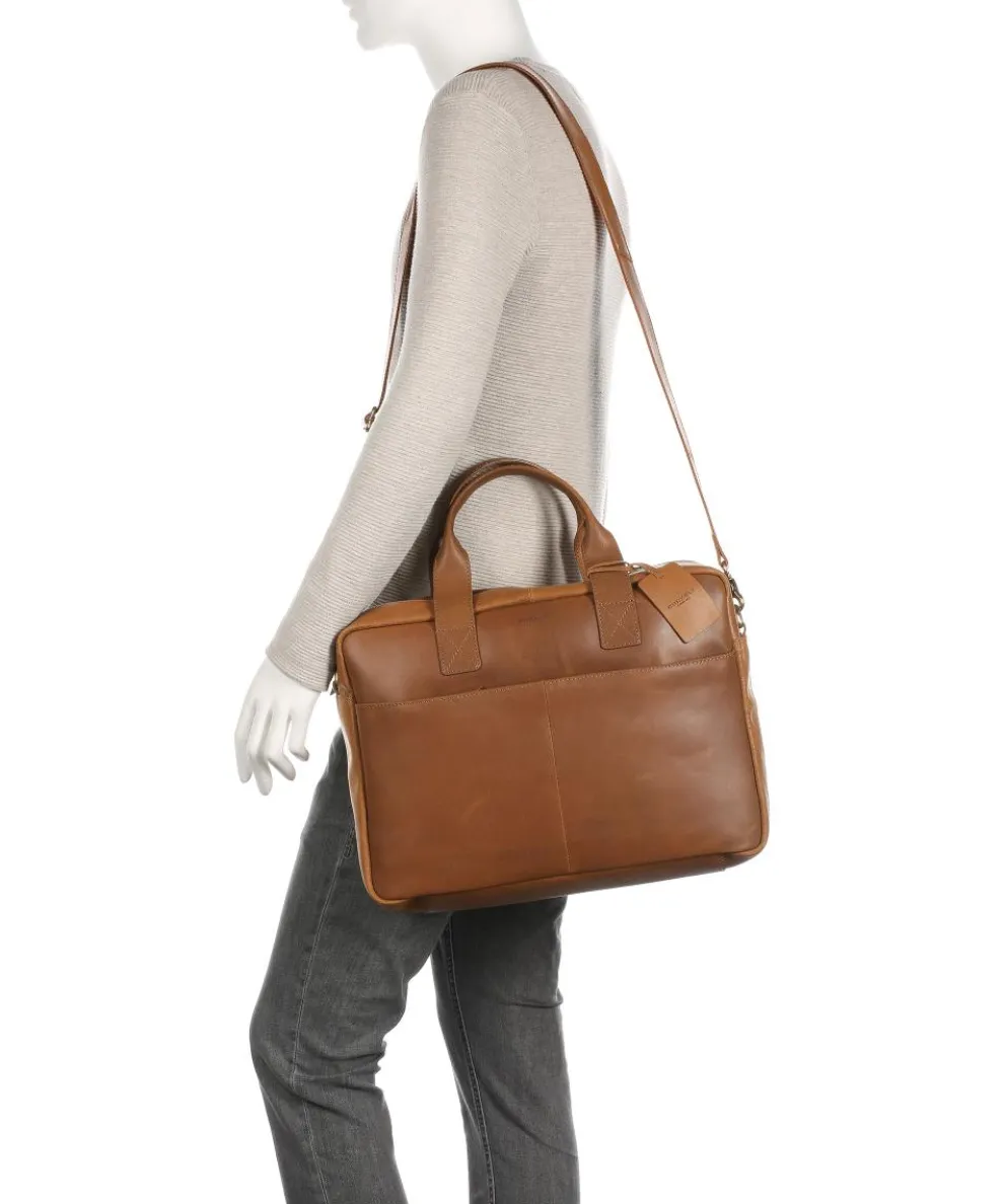 Vintage River Worker Briefcase 15″ fine grain leather cognac