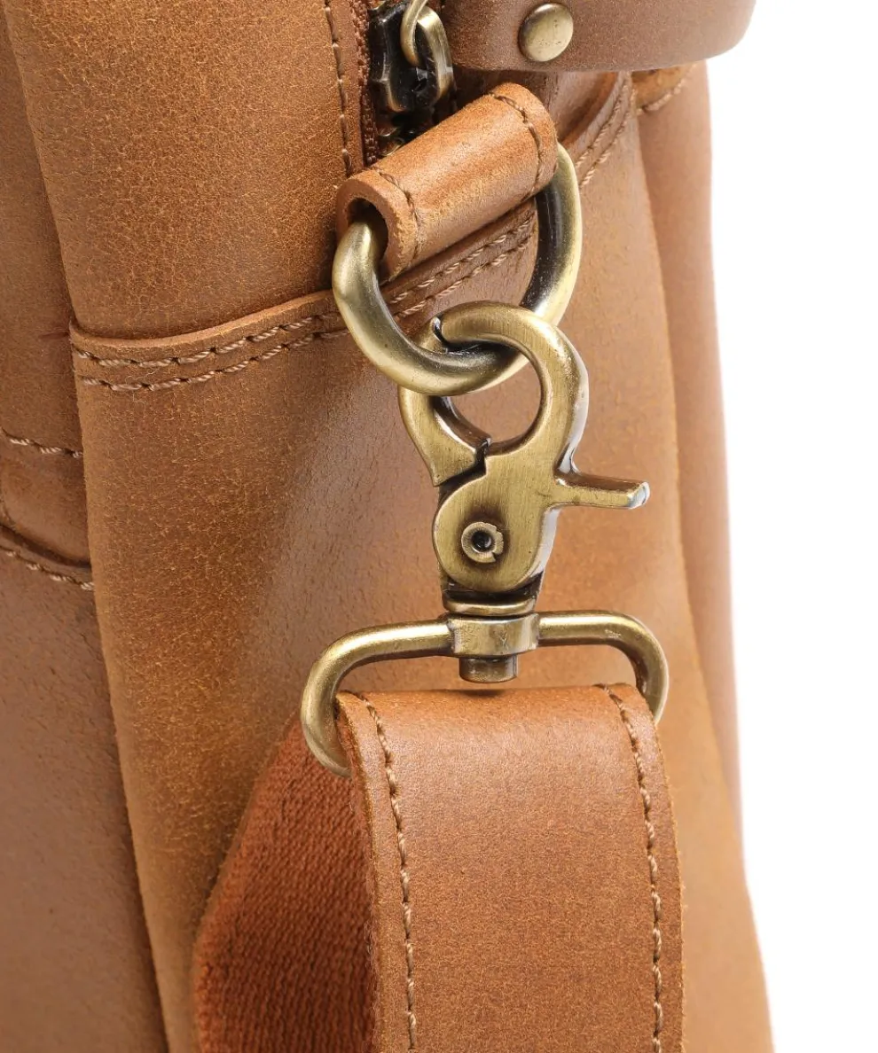 Vintage River Worker Briefcase 15″ fine grain leather cognac