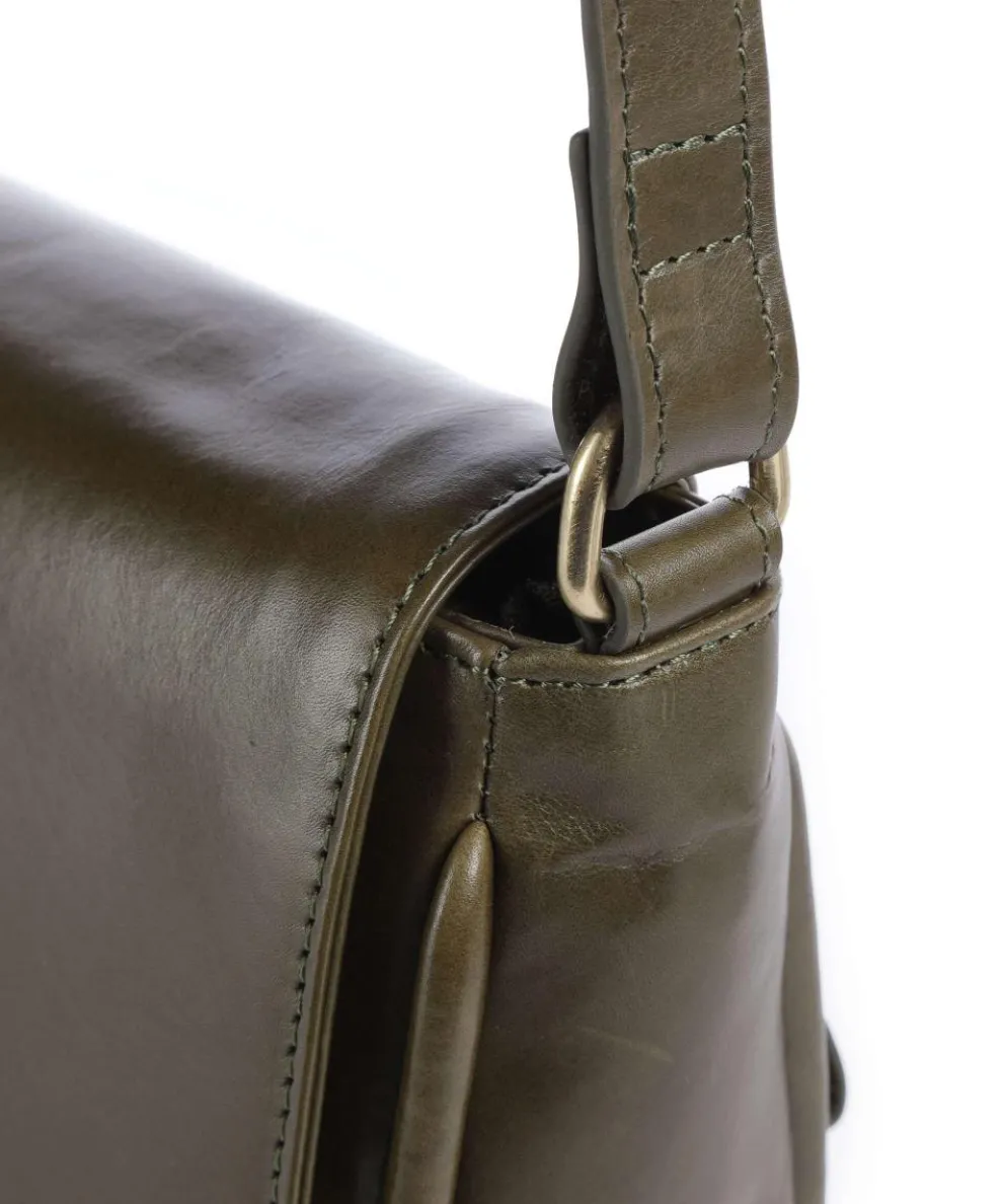 Vintage Veda Crossbody bag fine grain leather olive-green